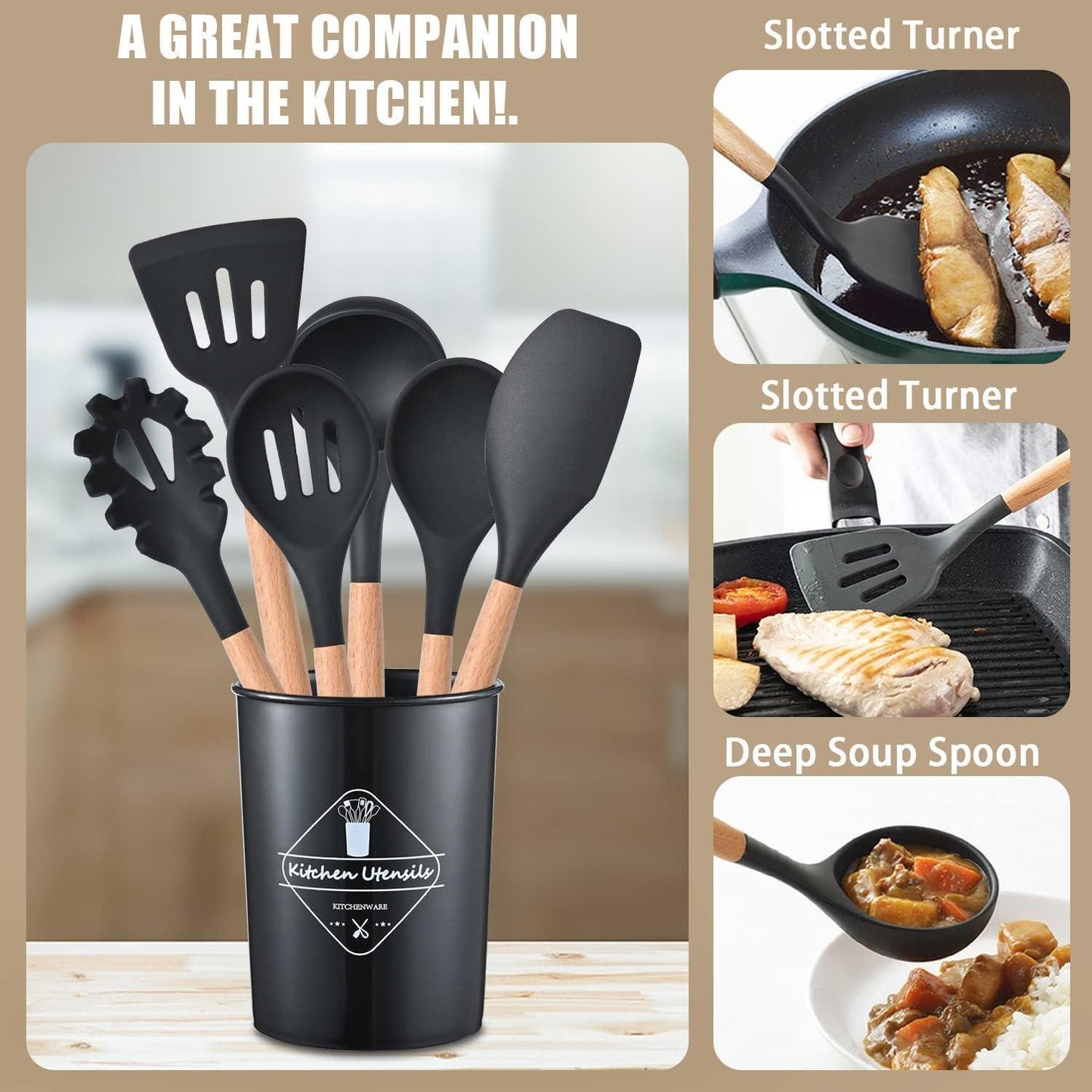 12-Piece Silicone Cooking Utensils Set